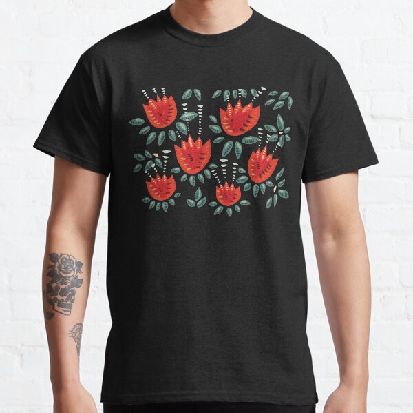 Beautiful Red Abstract Tulip Pattern Classic T-Shirt