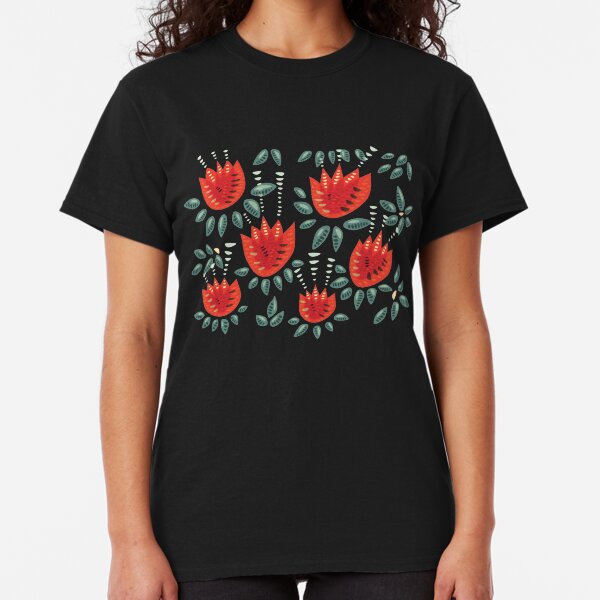 Beautiful Red Abstract Tulip Pattern Classic T-Shirt