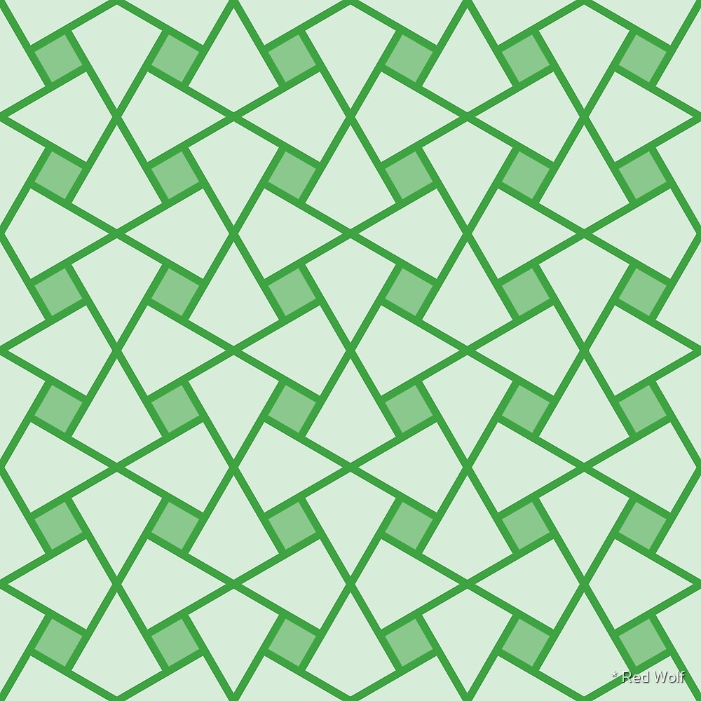 Geometric Pattern: Square Twist: Emerald Light by * Red Wolf