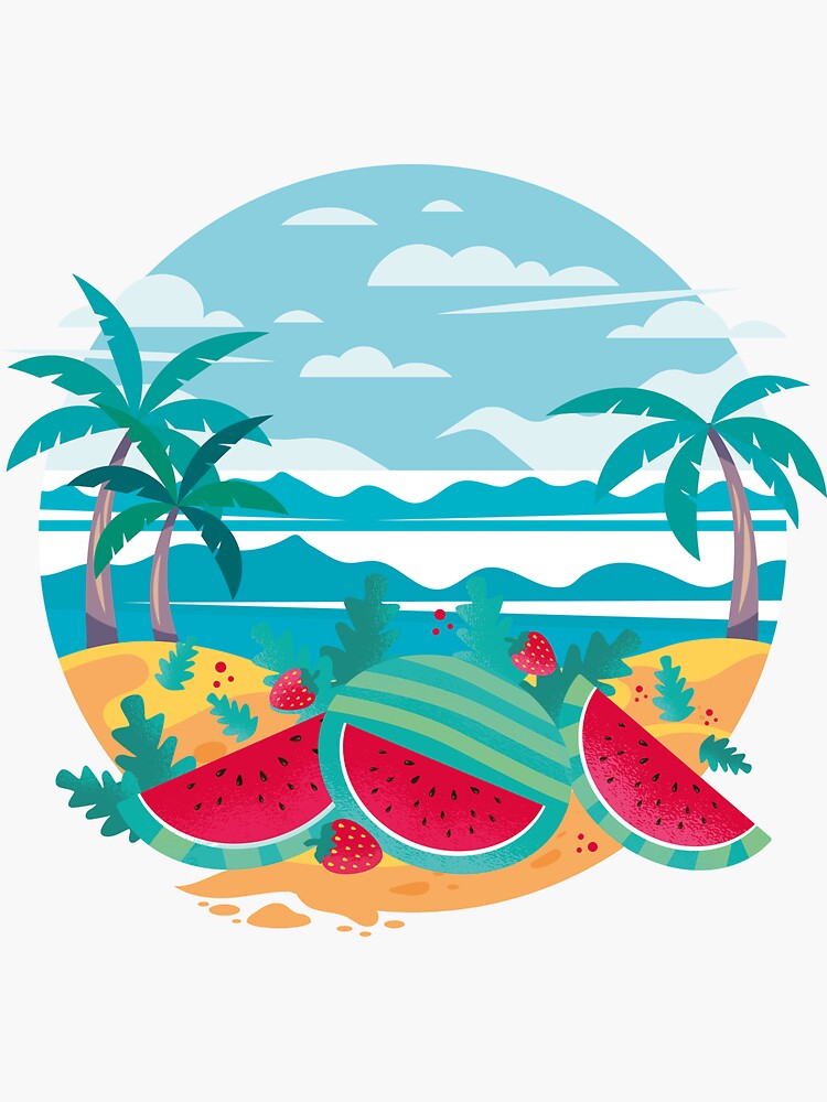 "Summer Beach Melon Lover Exotic Fruit Watermelon" Sticker for Sale by ...