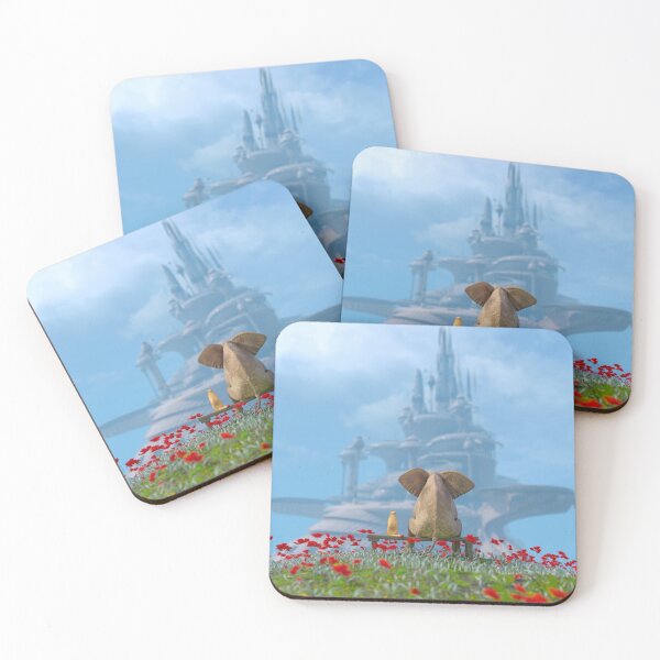 Item preview, elephant and dog look at the utopian city designed and sold by Mike Kiev art.