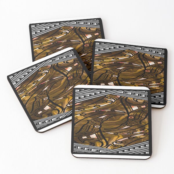 Item preview, TNT - manaia moko with carving pattern border - YELLOW designed and sold by TNT-STYLEZ.