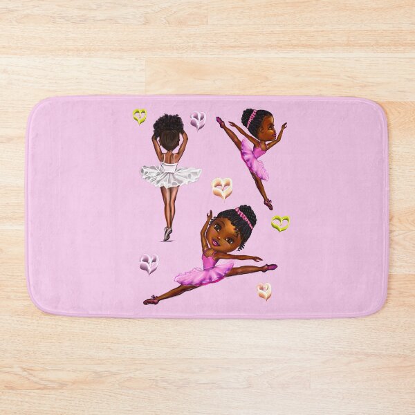 Item preview, Ballet - Black ballerina girls with love hearts ! beautiful  African American  girls with Afro hair and dark brown skin wearing a pink tutu.Hair love ! designed and sold by Artonmytee.