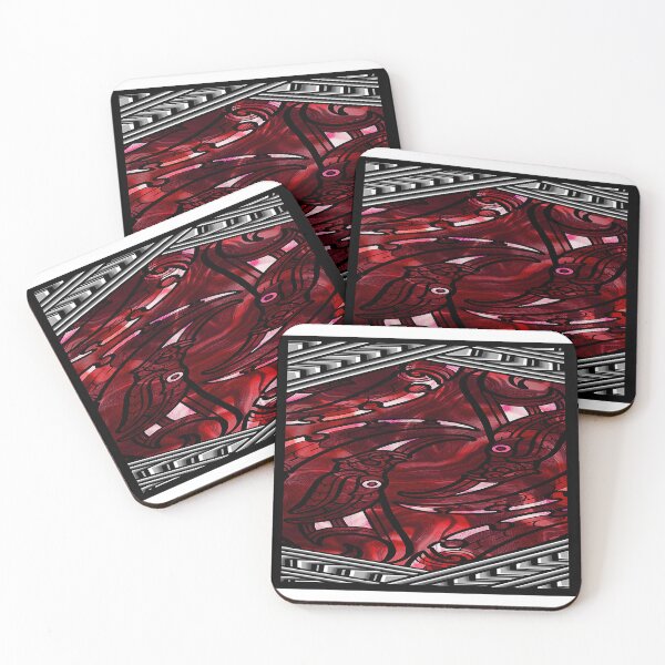 Item preview, TNT - manaia moko with carving pattern border - RED designed and sold by TNT-STYLEZ.