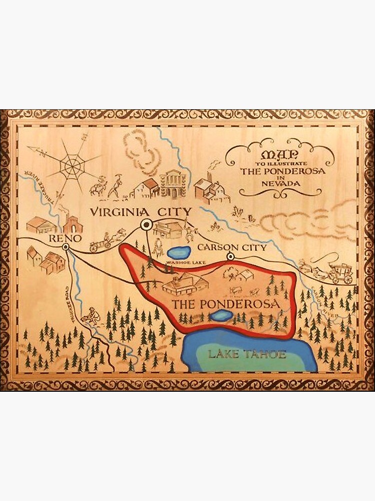 "Ponderosa Map Bonanza Poster" Sticker by mayokaaedidatoi Redbubble