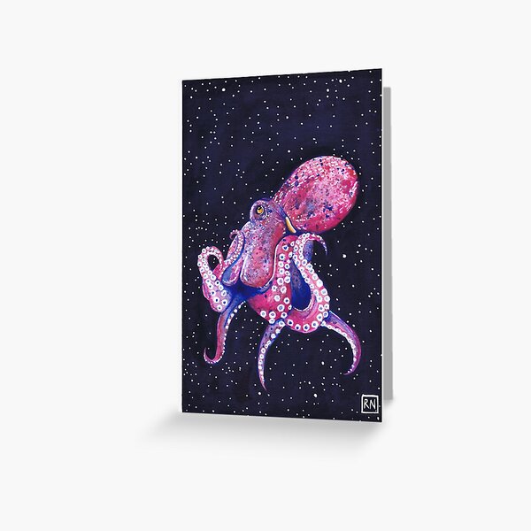 Giant Pacific Octopus in Space  Greeting Card
