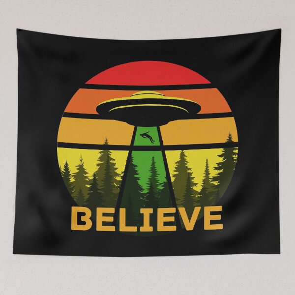 Item preview, Believe - Retro UFO Abduction Emblem designed and sold by 90sAlien.