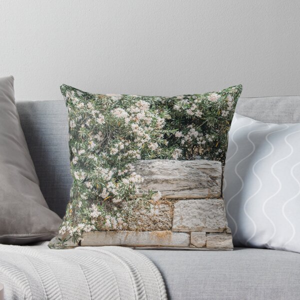 Item preview, White Flowers on Stone Wall in Greece designed and sold by ppolecho.