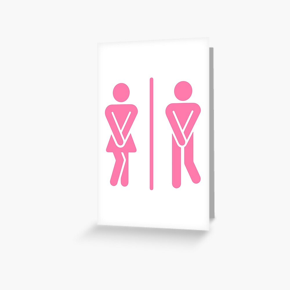 "Pink Men, Women Restroom Sign, Bathroom Sign, Toilet Sign, Wc Sign" Greeting Card by