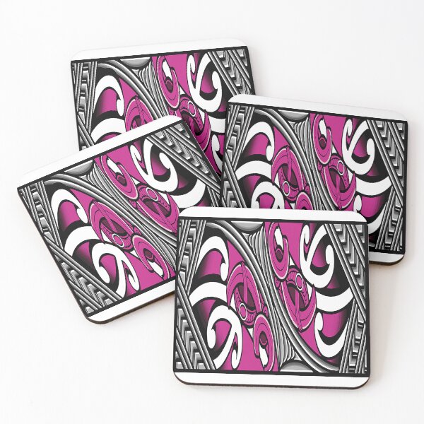 Item preview, TNT - maori design with carving pattern border - PINK designed and sold by TNT-STYLEZ.