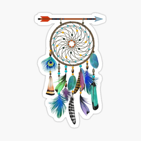 Watercolor Feathers Dream Catcher Sticker