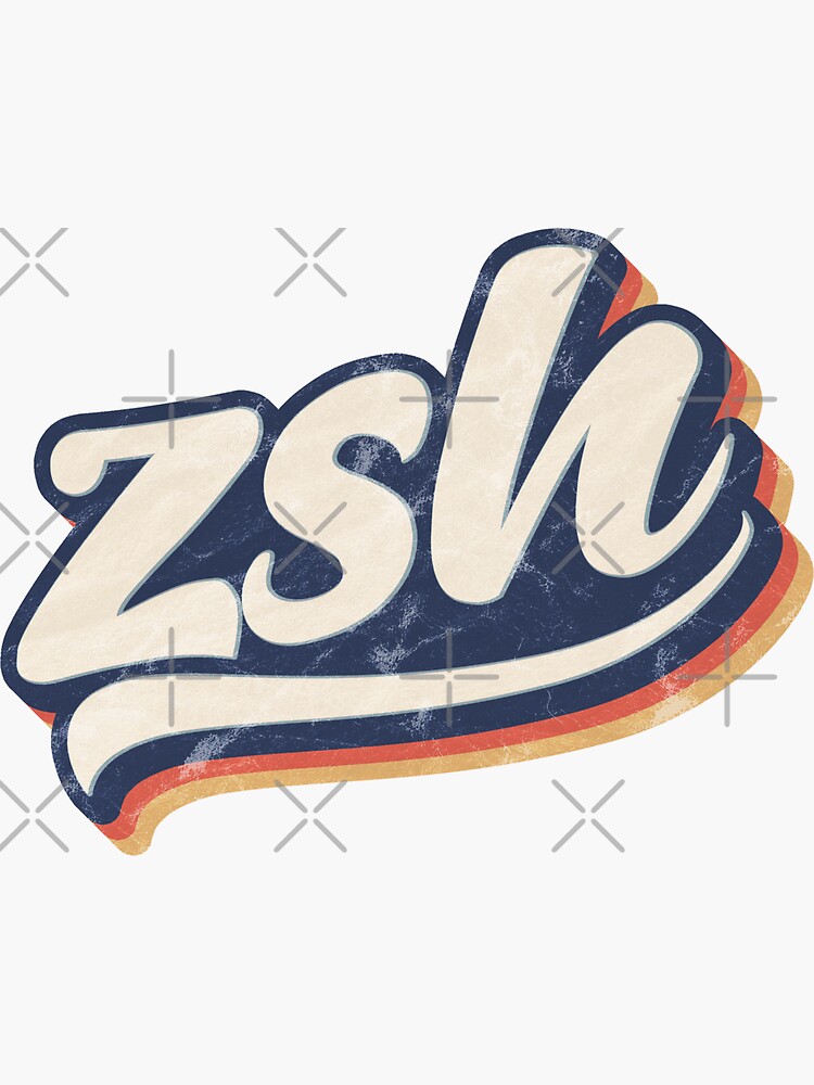 "ZSH retro vintage worn Zshell" Sticker by typonquotes Redbubble