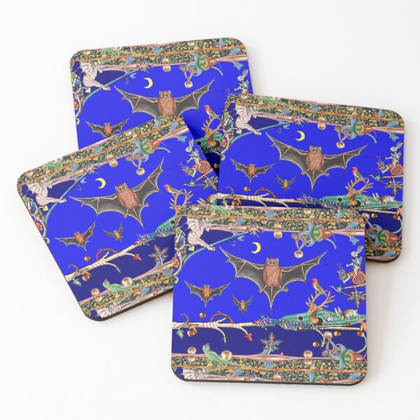 Item preview, WEIRD MEDIEVAL BESTIARY,FLYING BATS IN BLUE NIGHT ,UNICORN ,KILLER RABBIT  designed and sold by BulganLumini.