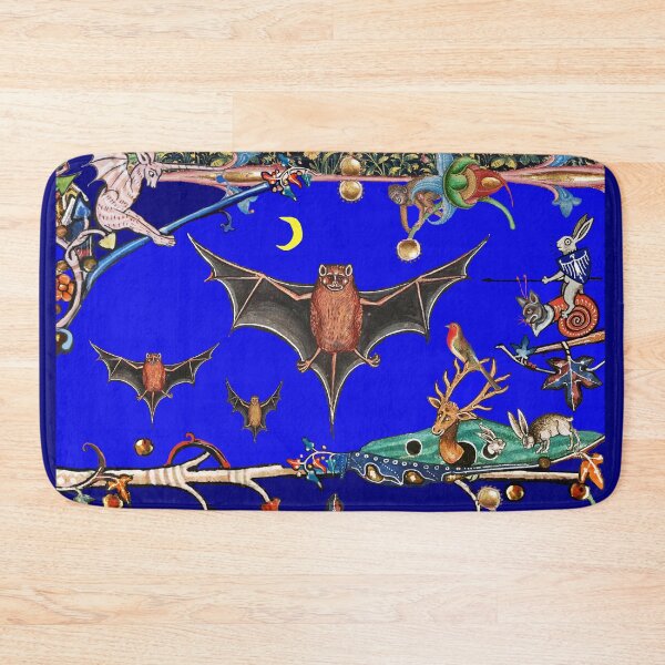 Item preview, WEIRD MEDIEVAL BESTIARY,FLYING BATS IN BLUE NIGHT ,UNICORN ,KILLER RABBIT  designed and sold by BulganLumini.