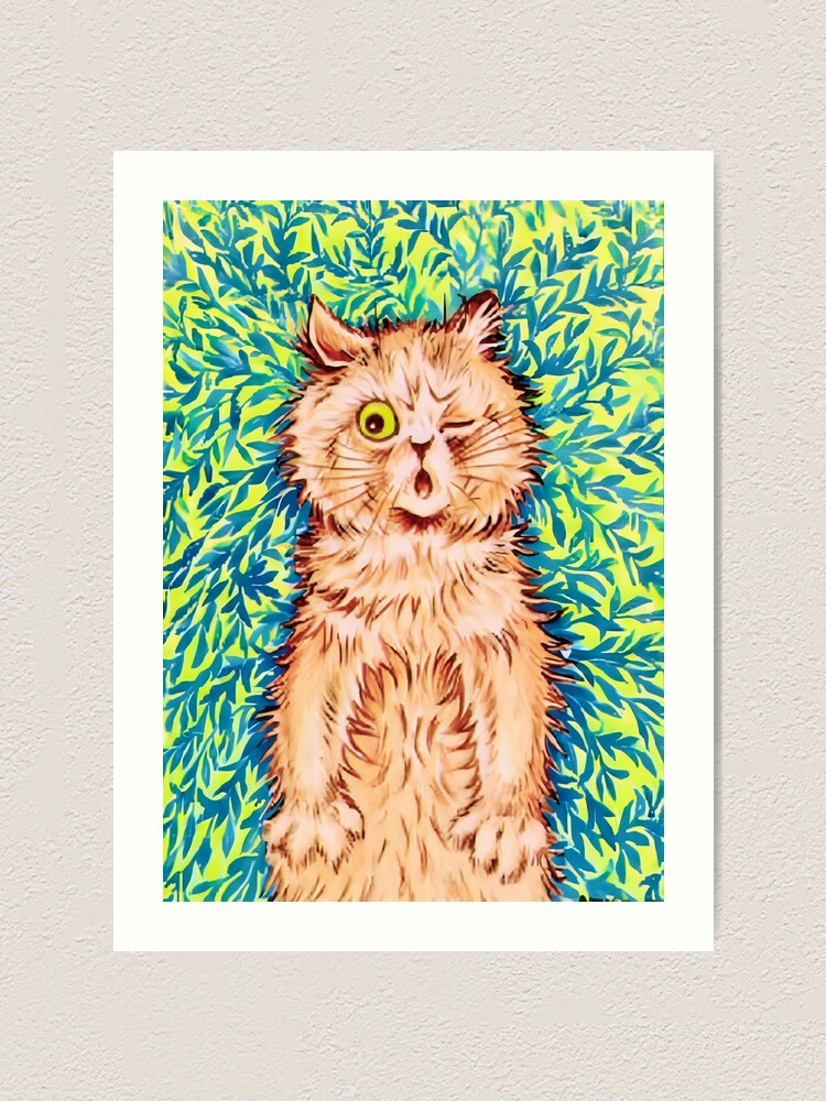 Cat Playing a Piano in Front of a Psychedelic Background by Louis Wain Art  Print
