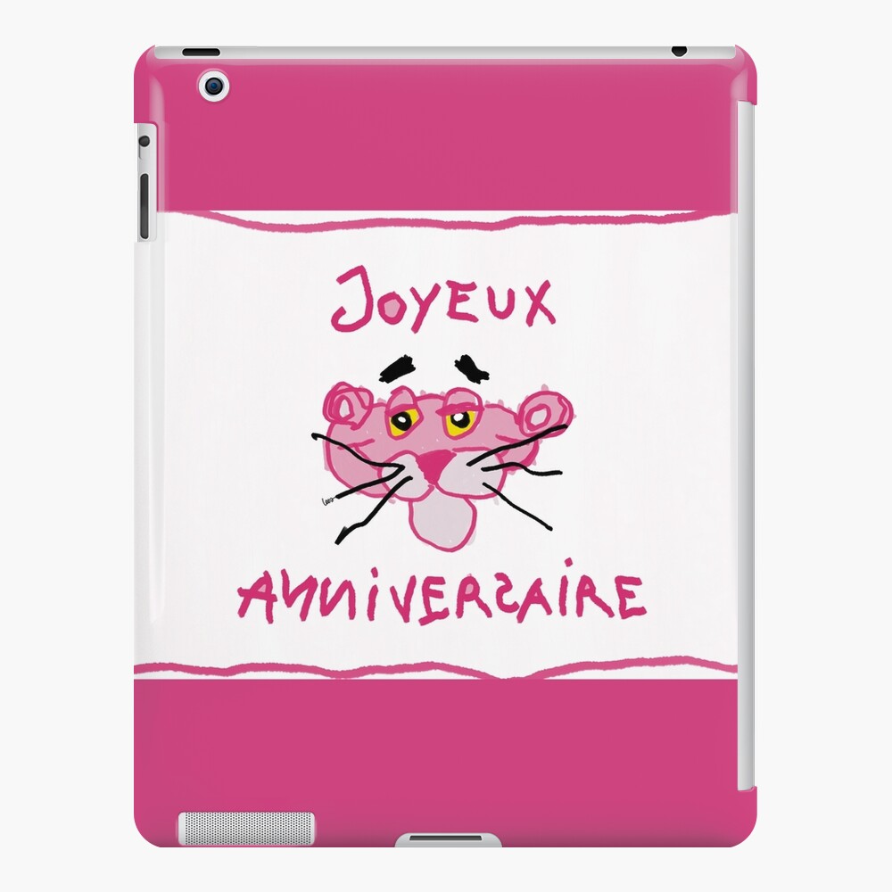  happy birthday pink panther white background frame ipad case