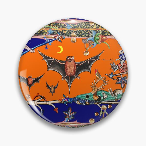 Item preview, WEIRD MEDIEVAL BESTIARY,FLYING BATS IN NIGHT BLUE ORANGE ,UNICORN ,KILLER RABBIT  designed and sold by BulganLumini.
