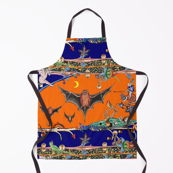 Item preview, WEIRD MEDIEVAL BESTIARY,FLYING BATS IN NIGHT BLUE ORANGE ,UNICORN ,KILLER RABBIT  designed and sold by BulganLumini.