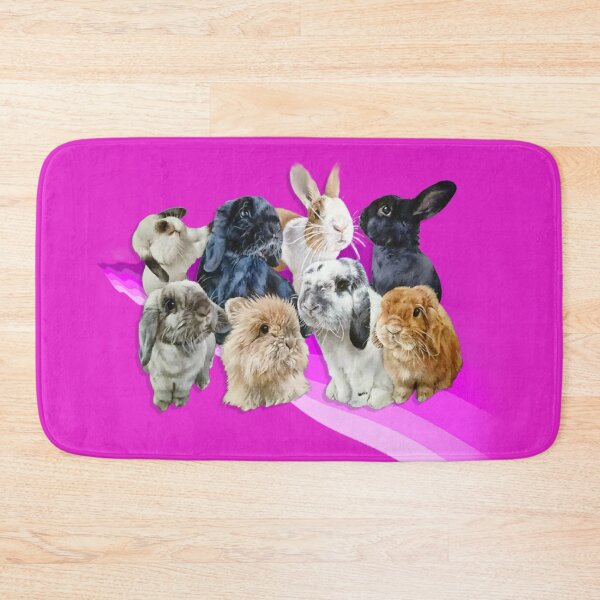 Item preview, Beautiful collection of bunnies riding a rainbow pink wave designed and sold by Studio Fluffle.