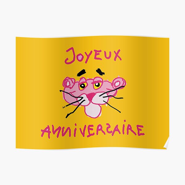  happy birthday pink panther yellow background poster for sale by
