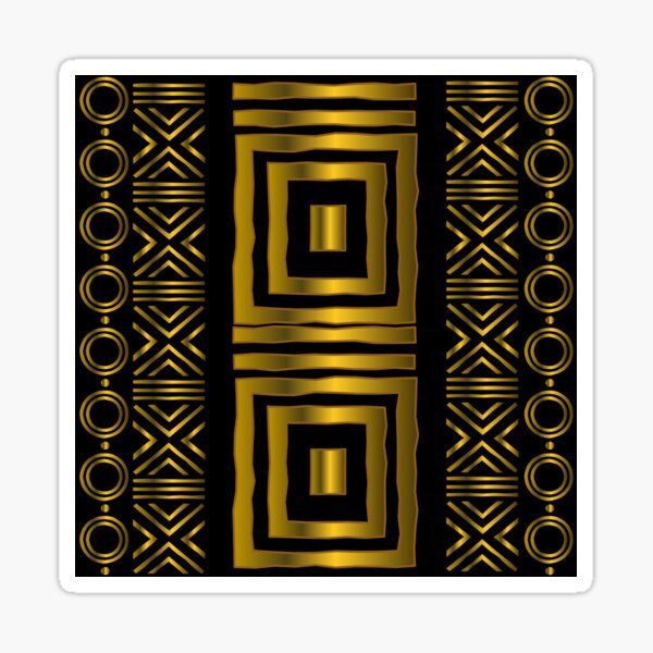 Gold African Bogolan Design Sticker