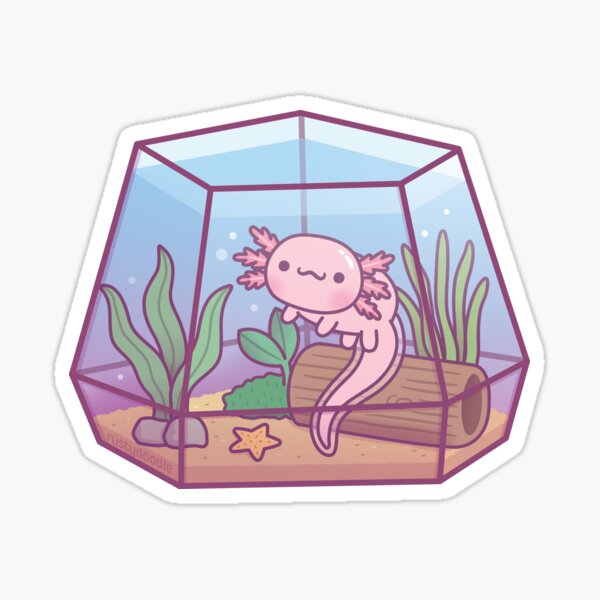 Vista previa del artículo con la obra «Lindo Axolotl nadando en el acuario», diseñado y vendido por rustydoodle.