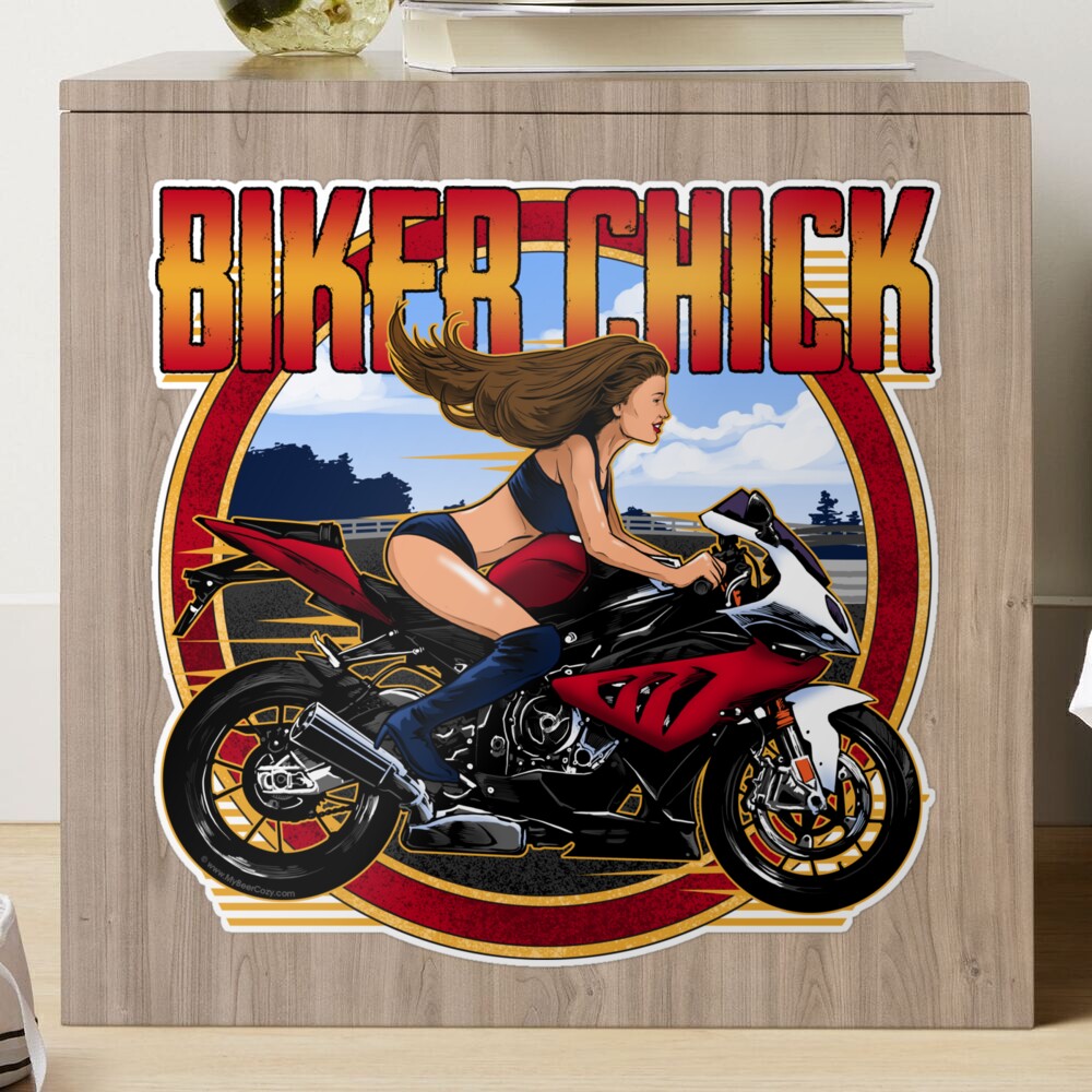 Pegatina for Sale con la obra «Biker Chicks ~ Carreras de motos» de  mybeercozy | Redbubble