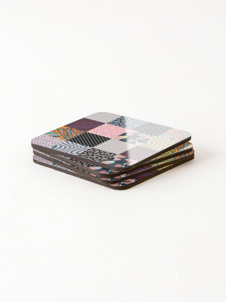 Thumbnail 4 of 5, Coasters (Set of 4), Random Square Pattern | Multi Designer Square Patterns | Square Tiles Patterns designed and sold by SeemDev786.