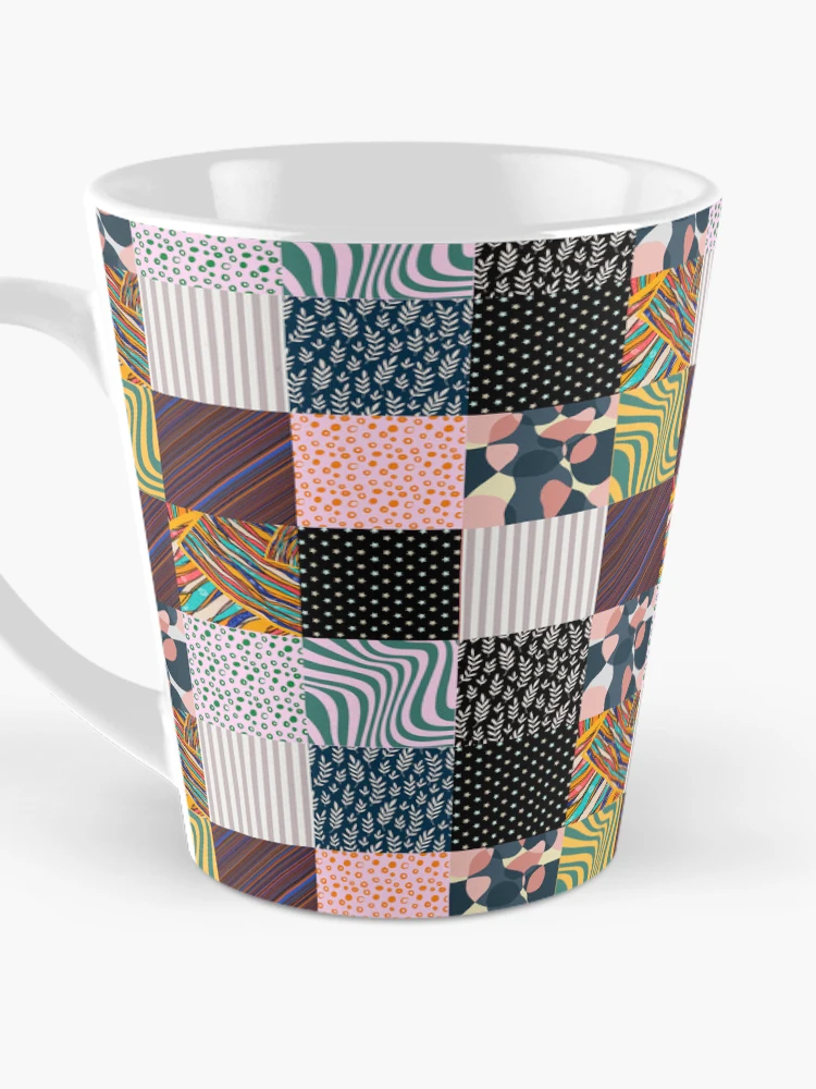 Thumbnail 3 of 4, Coffee Mug, Random Square Pattern | Multi Designer Square Patterns | Square Tiles Patterns designed and sold by SeemDev786.