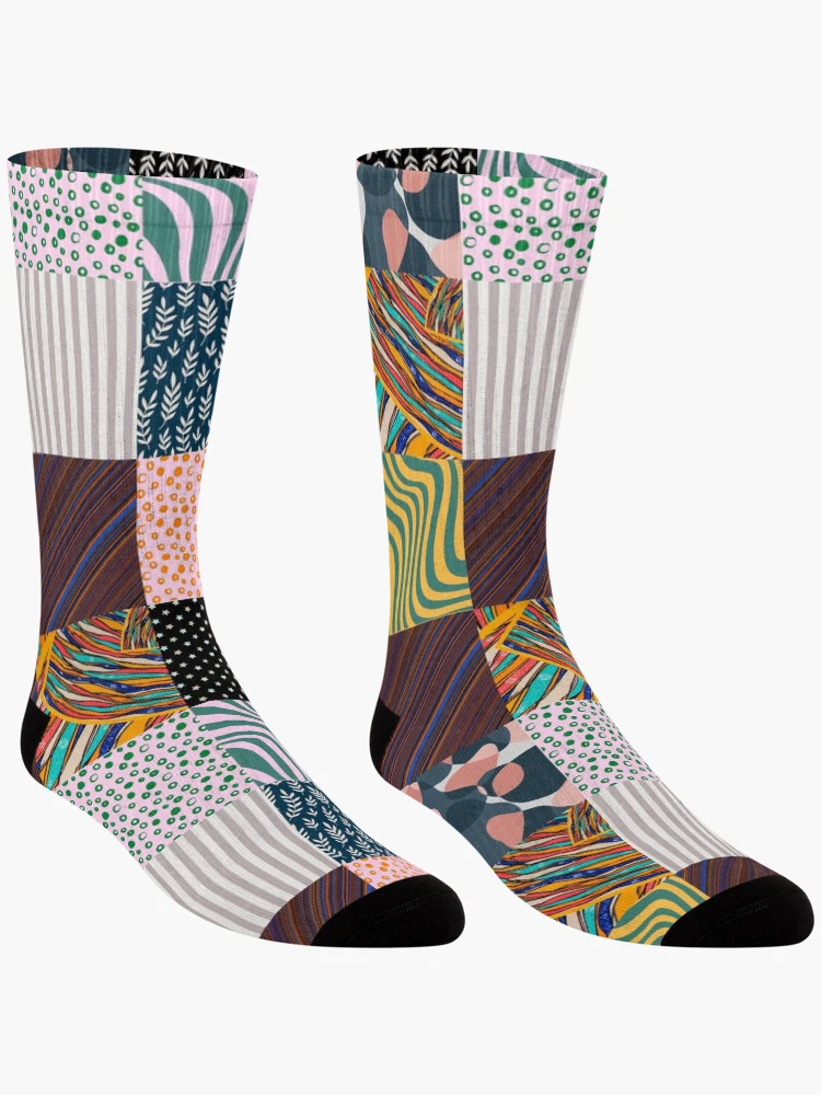 Thumbnail 3 of 5, Socks, Random Square Pattern | Multi Designer Square Patterns | Square Tiles Patterns designed and sold by SeemDev786.