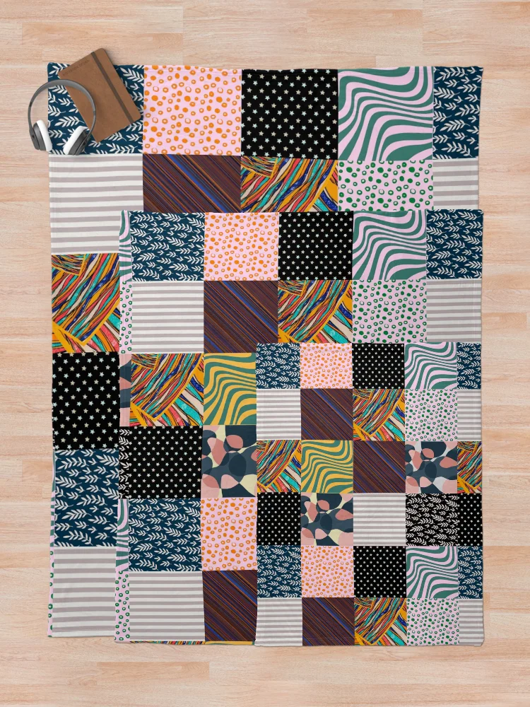 Thumbnail 5 of 6, Throw Blanket, Random Square Pattern | Multi Designer Square Patterns | Square Tiles Patterns designed and sold by SeemDev786.