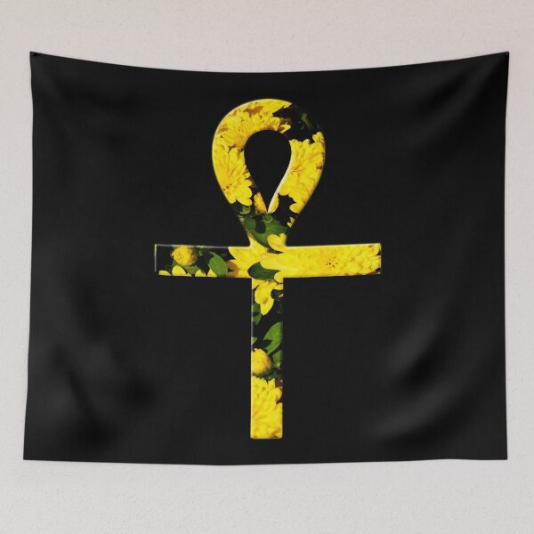 Item preview, ankh symbol yellow flowers filled designed and sold by CivilizActions.
