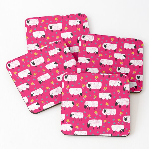 Item preview, Sheep at work on pink – seamless pattern designed and sold by colorofmagic.