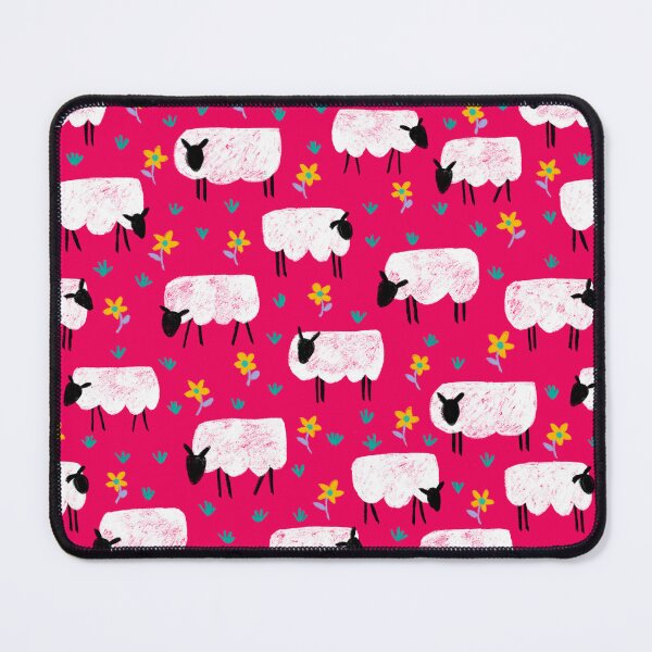 Item preview, Sheep at work on pink – seamless pattern designed and sold by colorofmagic.