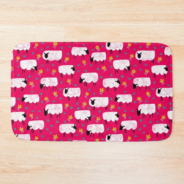 Item preview, Sheep at work on pink – seamless pattern designed and sold by colorofmagic.