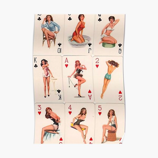 girl playing cards Poster