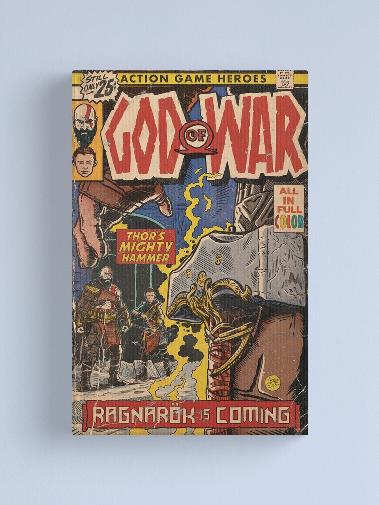 Thumbnail 2 of 3, Canvas Print, God of War Ragnarök Comic book cover Fan Art designed and sold by MarkScicluna.