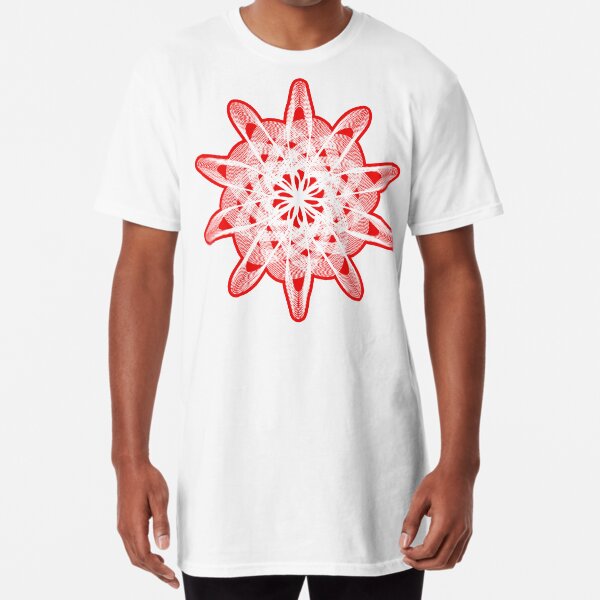 Spirograph Red White Long T-Shirt