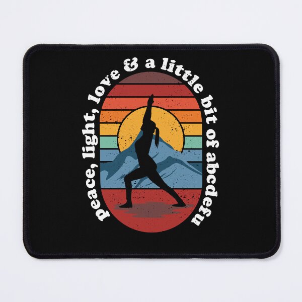 Item preview, Retro Sunset Yoga Surya Namaskar: Peace, Light, Love & A Little Bit Of FU designed and sold by Happy Puppy Print On Demand.