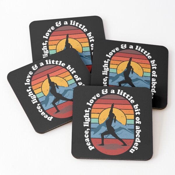 Item preview, Retro Sunset Yoga Surya Namaskar: Peace, Light, Love & A Little Bit Of FU designed and sold by Happy Puppy Print On Demand.