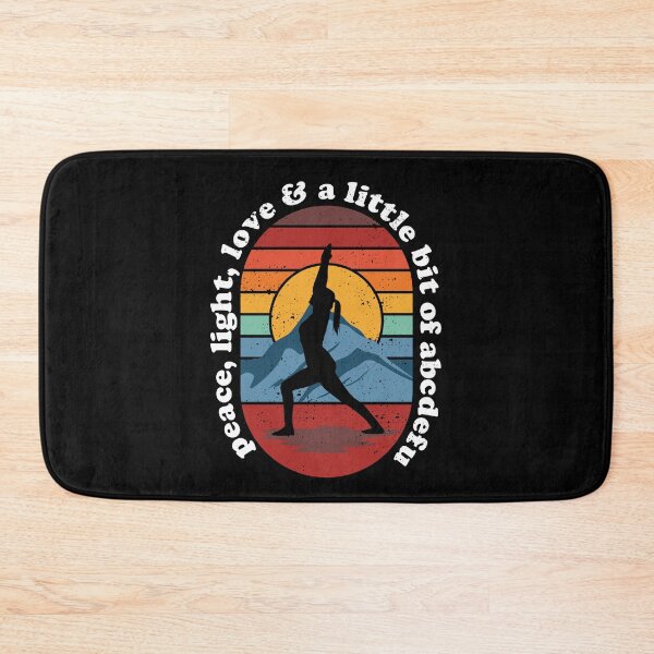 Item preview, Retro Sunset Yoga Surya Namaskar: Peace, Light, Love & A Little Bit Of FU designed and sold by Happy Puppy Print On Demand.