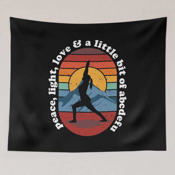 Artikelvorschau, Retro Sunset Yoga Surya Namaskar: Frieden, Licht, Liebe und ein bisschen FU entworfen und verkauft von Happy Puppy Print On Demand.