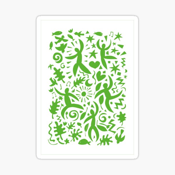 Cuban Salsa - green on white - contemporary dance pattern by Cecca Designs Sticker