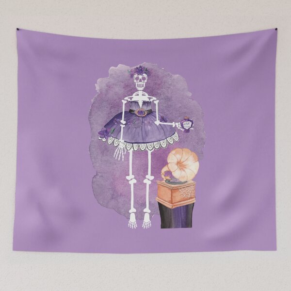 Item preview, Bones and Botany - Purple Vintage Elegant Female Skeleton -  Halloween 2022, Boho Gothic Aesthetic Design for Women designed and sold by zicutza.