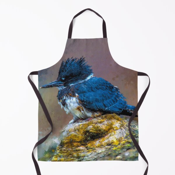 Aperçu de l'œuvre Belted Kingfisher Lancashire, Megaceryle Alcyon Peinture à l'huile, Martin-pêcheur d'Amérique du Nord, Cute Belted Kingfisher UK créée et vendue par Paintcorner.