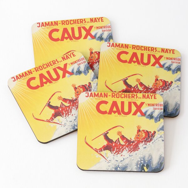Item preview, CAUX Montreux Canton of Vaud Switzerland Sports D' Hiver Vintage Travel Poster designed and sold by retroposters.