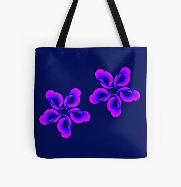 Spiral Pink Blue Abstract Flowers All Over Print Tote Bag