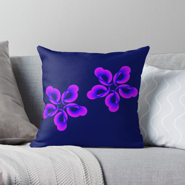 Spiral Pink Blue Abstract Flowers Throw Pillow