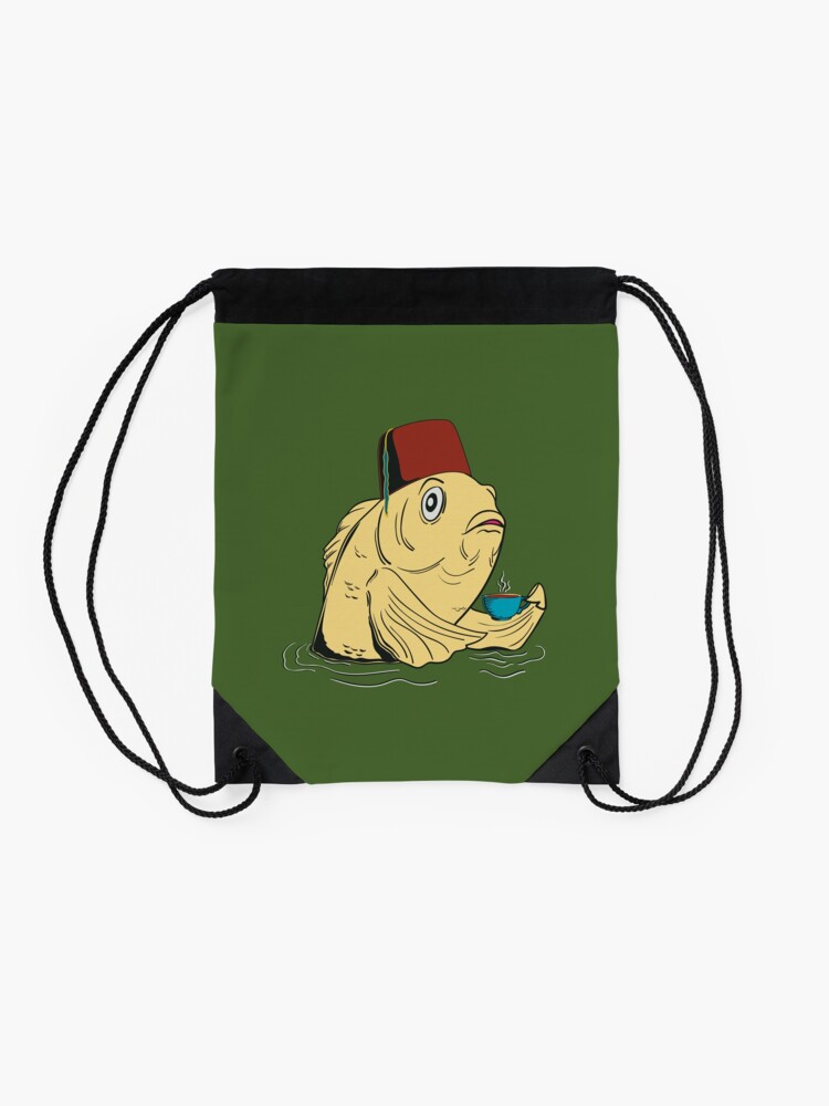 Alternate view of Night of the Cuppa Drawstring Bag
