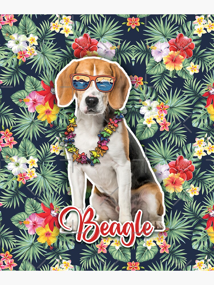"Beagle Summer Funky Hawaiian, Hawaii Style, Dog Personalized Hawaiian